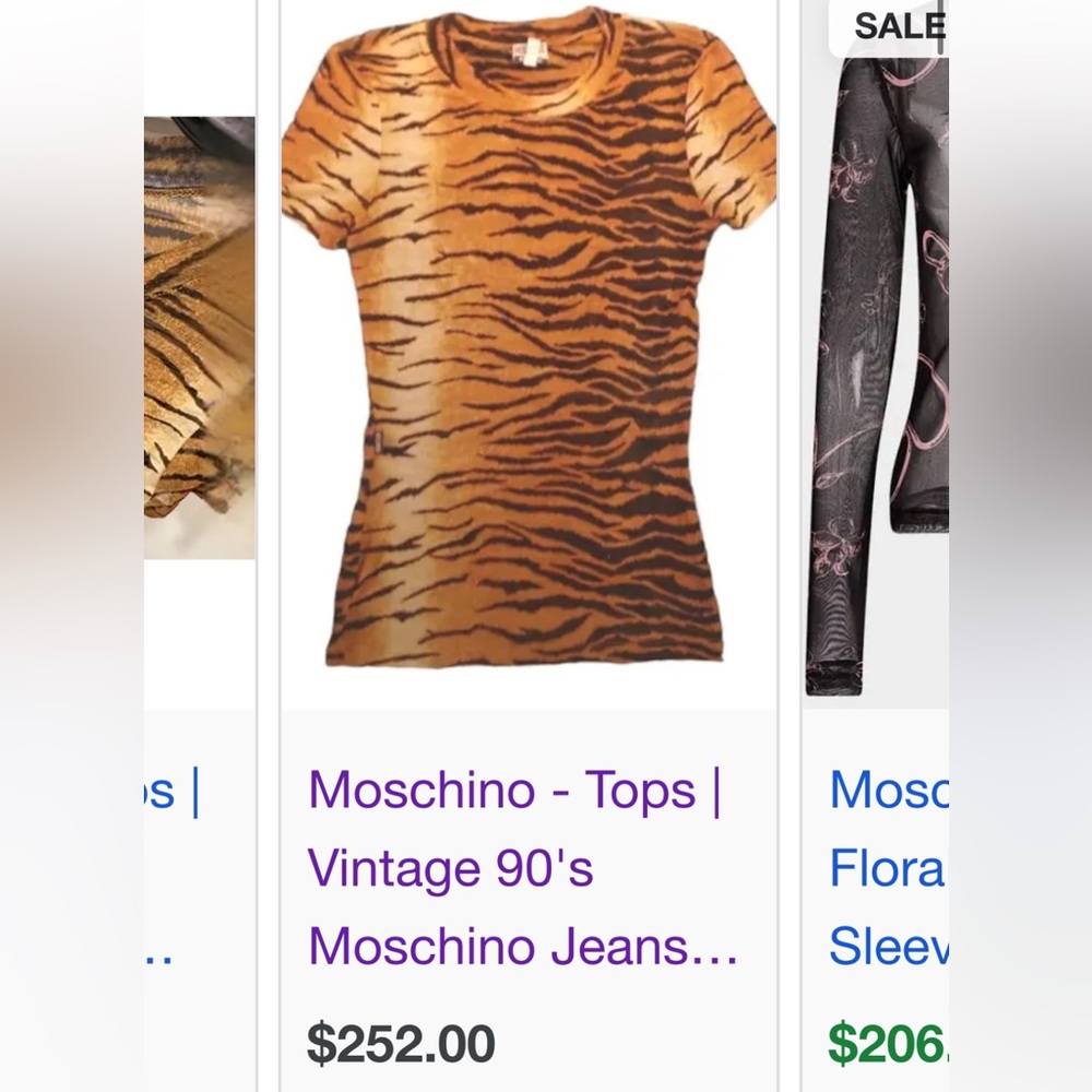 Moschino Designer Tiger Mesh Sheer Top